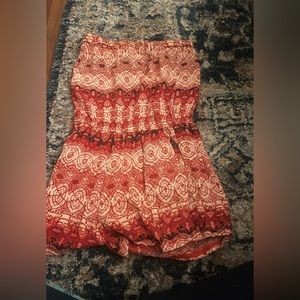Strapless Red Pattern Romper